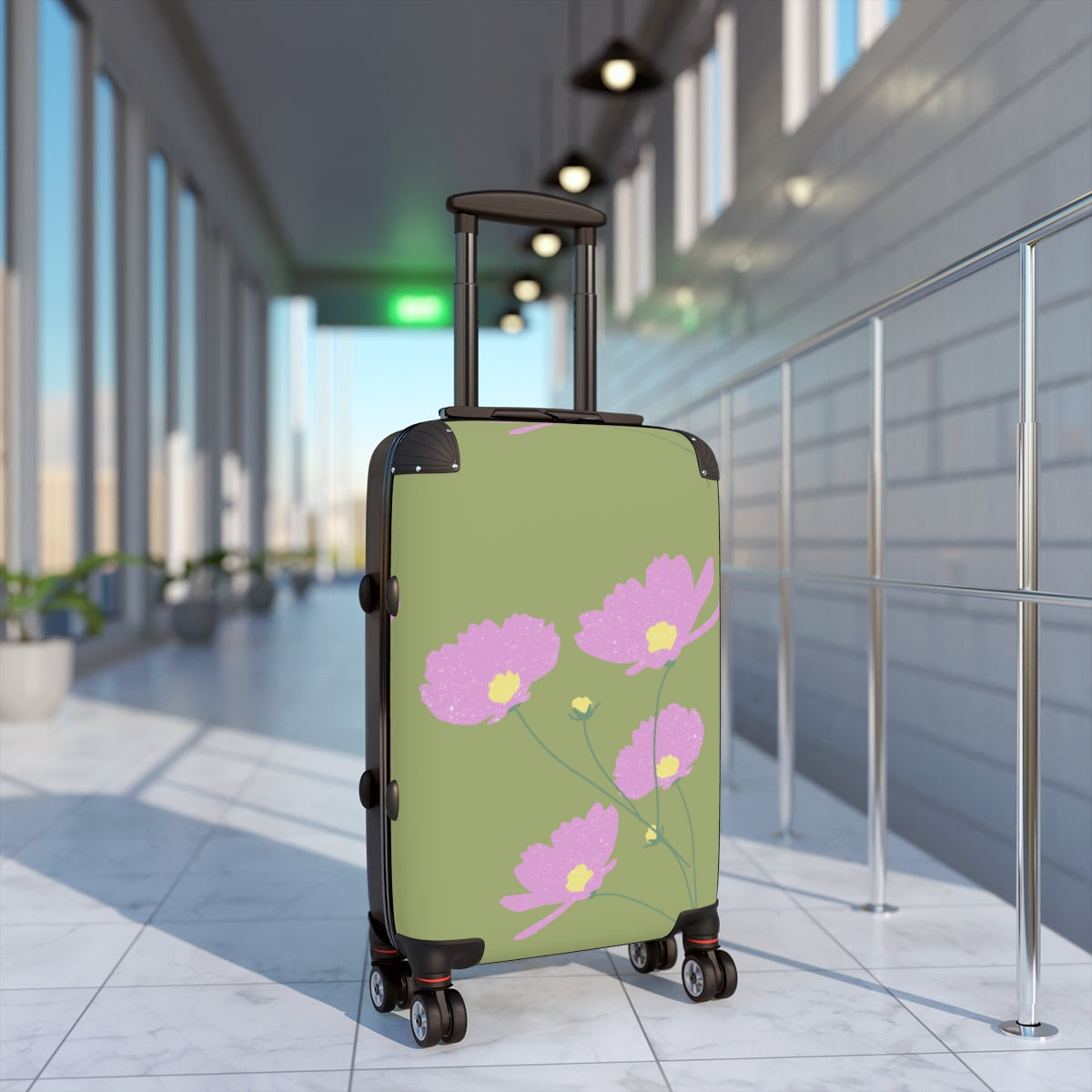 GREENIĶ FLORAL SUITCASE SET Artzira, Cabin Suitcase Carry-On Luggage, Trolly Travel Bags Double Wheeled Spinners, Women's Choice, Bridal Gift