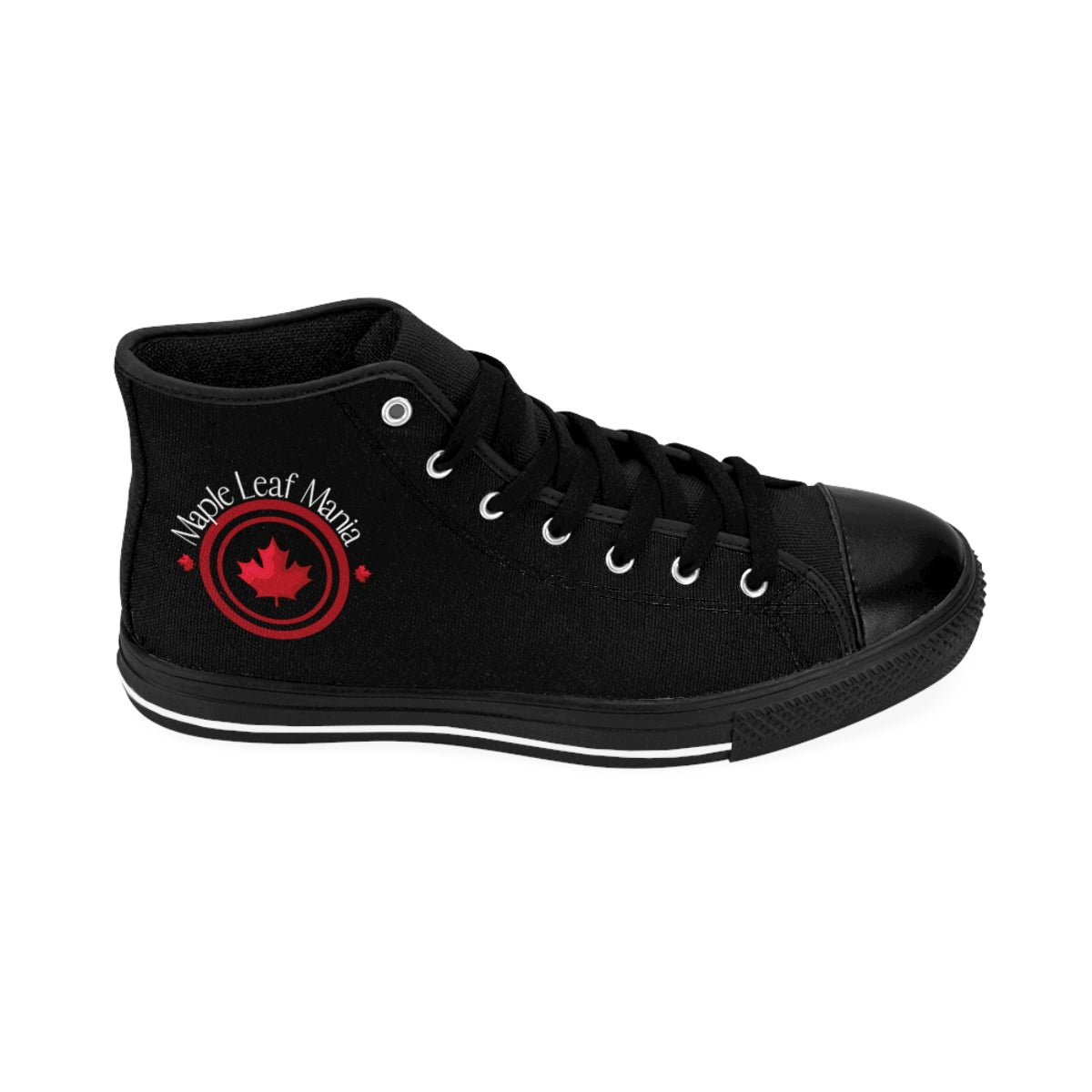 MEN'S HIGH TOP CLASSIC SNEAKERS, MAPLE LEAF MANIA SNEAKERS, BLACK HIGH TOP SNEAKERS