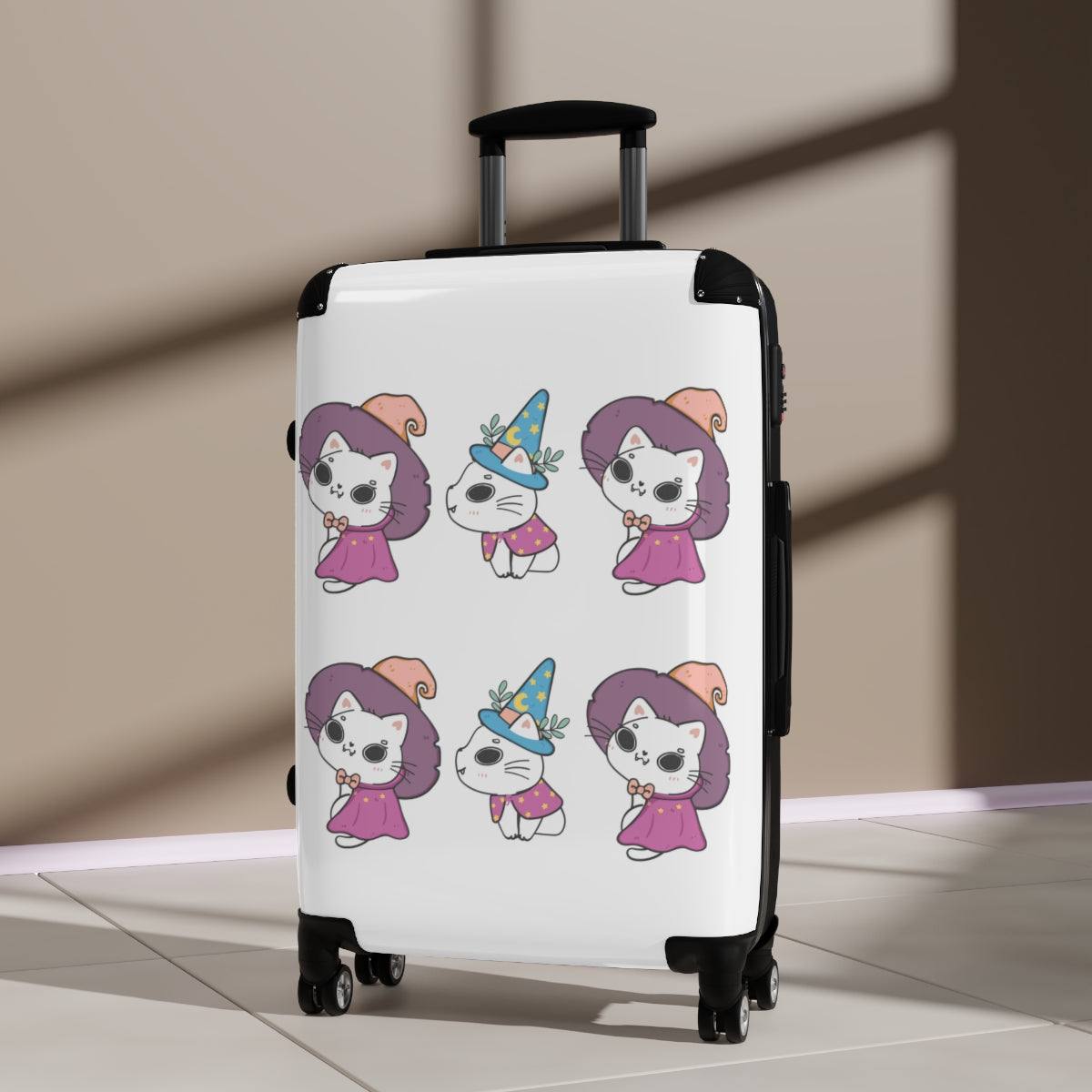 CAT CARRY-ON LUGGAGE FOR GIRLS, CAT LOVERS, CABIN SUITCASES FOR KIDS, LUGGAGE WITH WHEELS SPINNER WHEELS, LOCK