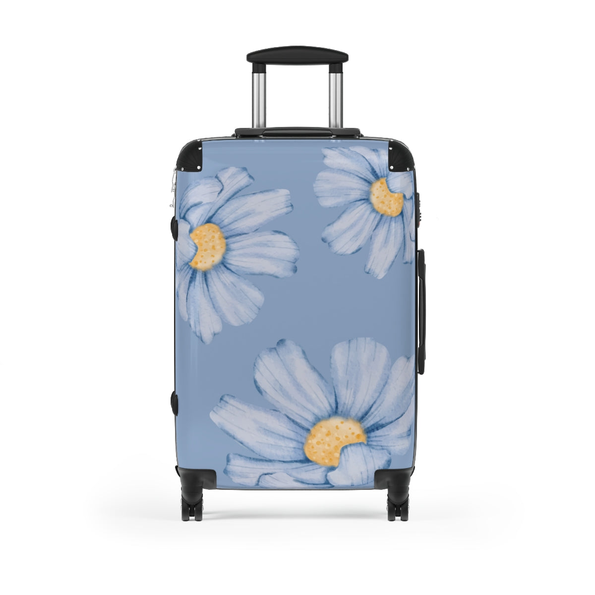 CARRY-ON LUGGAGE FOR WOMEN, BLUE FLORAL CABIN SUITCASE, CHECKED SET, LIGHT TRAVEL BAGS BY ARTZIRA