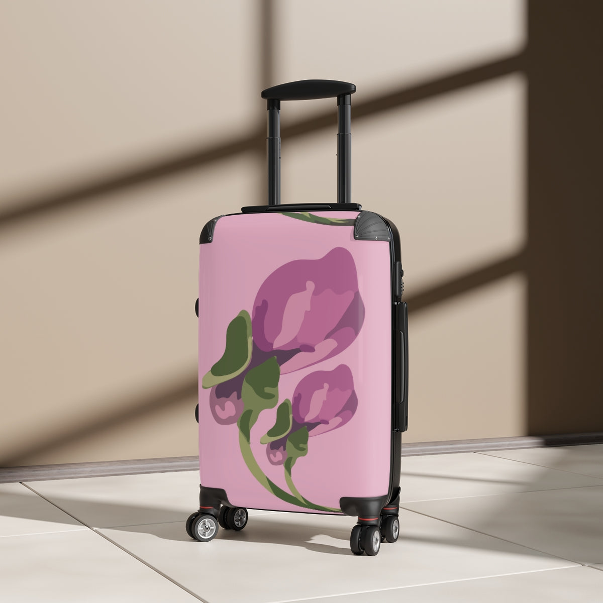 PINK FLORAL SUITCASE SET Artzira, Cabin Suitcase Carry-On Luggage, Trolly Travel Bags Double Wheeled Spinners, Women's Choice