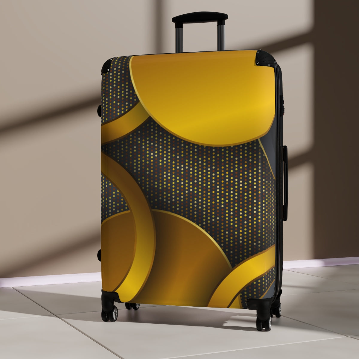 CARRY-ON LUGGAGE WITH WHEELS | Luxury Gold Black | Artzira | Cabin Suitcases | Trolly Travel Bags | 4 Wheeled Spinners | Personalized