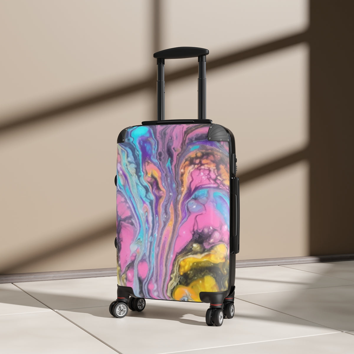 CARRY-ON LUGGAGE BY ARTZIRA, ORIGINAL ABSTRACT ART PRINT BY ARTZIRA ARTIST, 4 WHEELED SPINNER, ATS LOCK