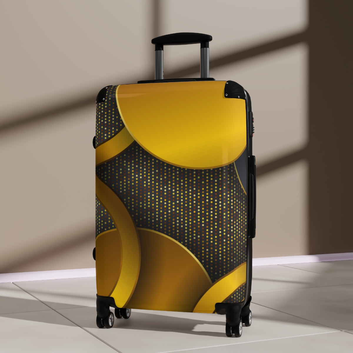 CARRY-ON LUGGAGE WITH WHEELS | Luxury Gold Black | Artzira | Cabin Suitcases | Trolly Travel Bags | 4 Wheeled Spinners | Personalized