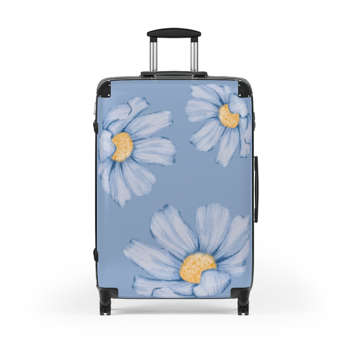 CARRY-ON LUGGAGE FOR WOMEN, BLUE FLORAL CABIN SUITCASE, CHECKED SET, LIGHT TRAVEL BAGS BY ARTZIRA