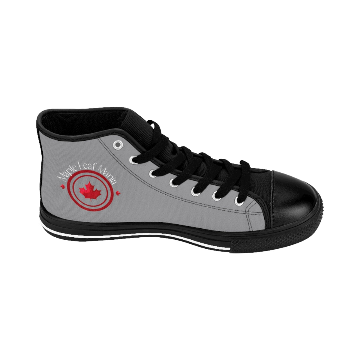 MEN'S HIGH TOP CLASSIC SNEAKERS, MAPLE LEAF MANIA SNEAKERS, BLACK HIGH TOP SNEAKERS GRAY