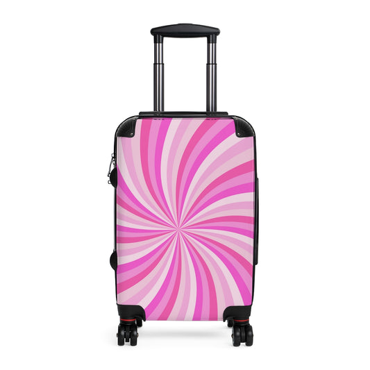 KIDS CARRY-ON Luggage Personalised | Pink Swirl | Cabin Suitcase | Artistic Designs | Double Wheeled Spinner