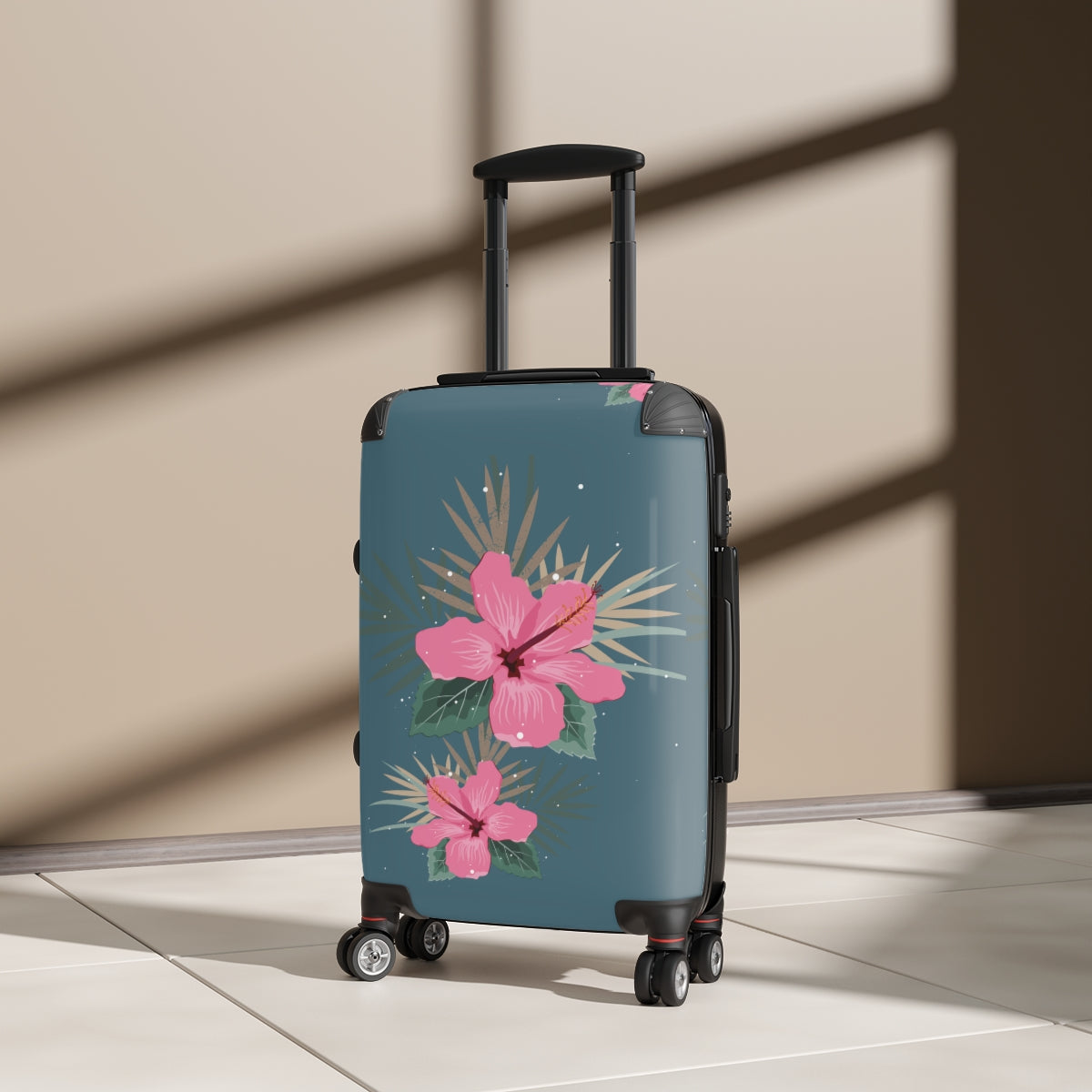 PINK FLORAL SUITCASE Set Artzira, Cabin Suitcase Carry-on Luggage, Trolly Travel Bags Double Wheeled Spinners, Women's Choice