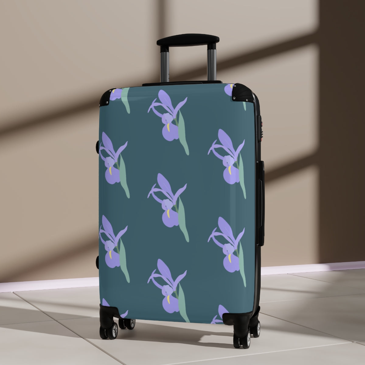 CARRY-ON LUGGAGE SET BY ARTZIRA, FLORAL ARTWORK, DOUBLE WHEELED SPINNER