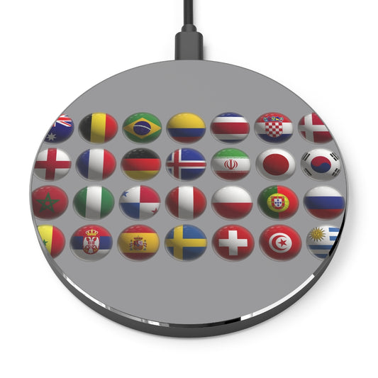 WORLD FLAGS FOOTBALLS WIRELESS CHARGER