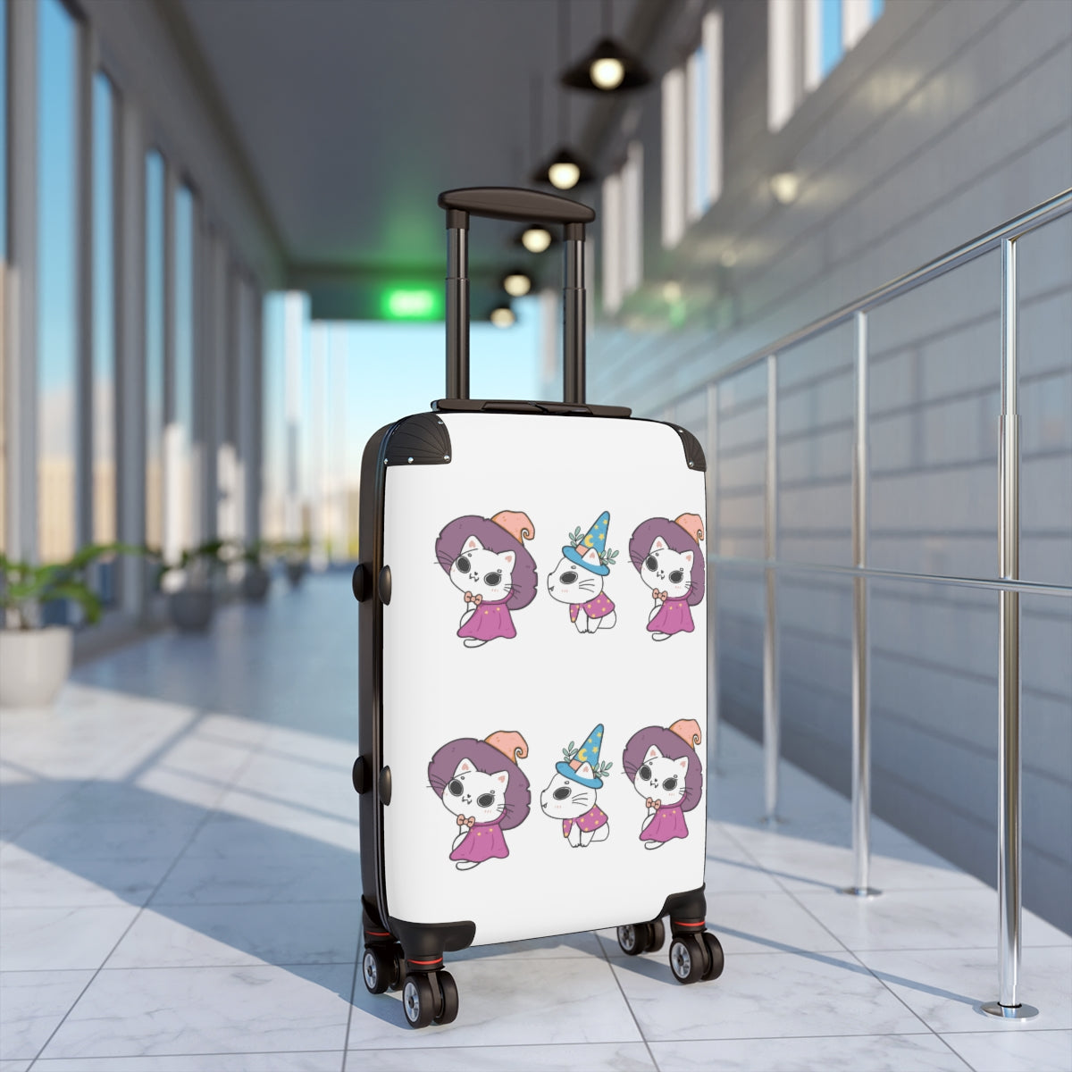 CAT CARRY-ON LUGGAGE FOR GIRLS, CAT LOVERS, CABIN SUITCASES FOR KIDS, LUGGAGE WITH WHEELS SPINNER WHEELS, LOCK