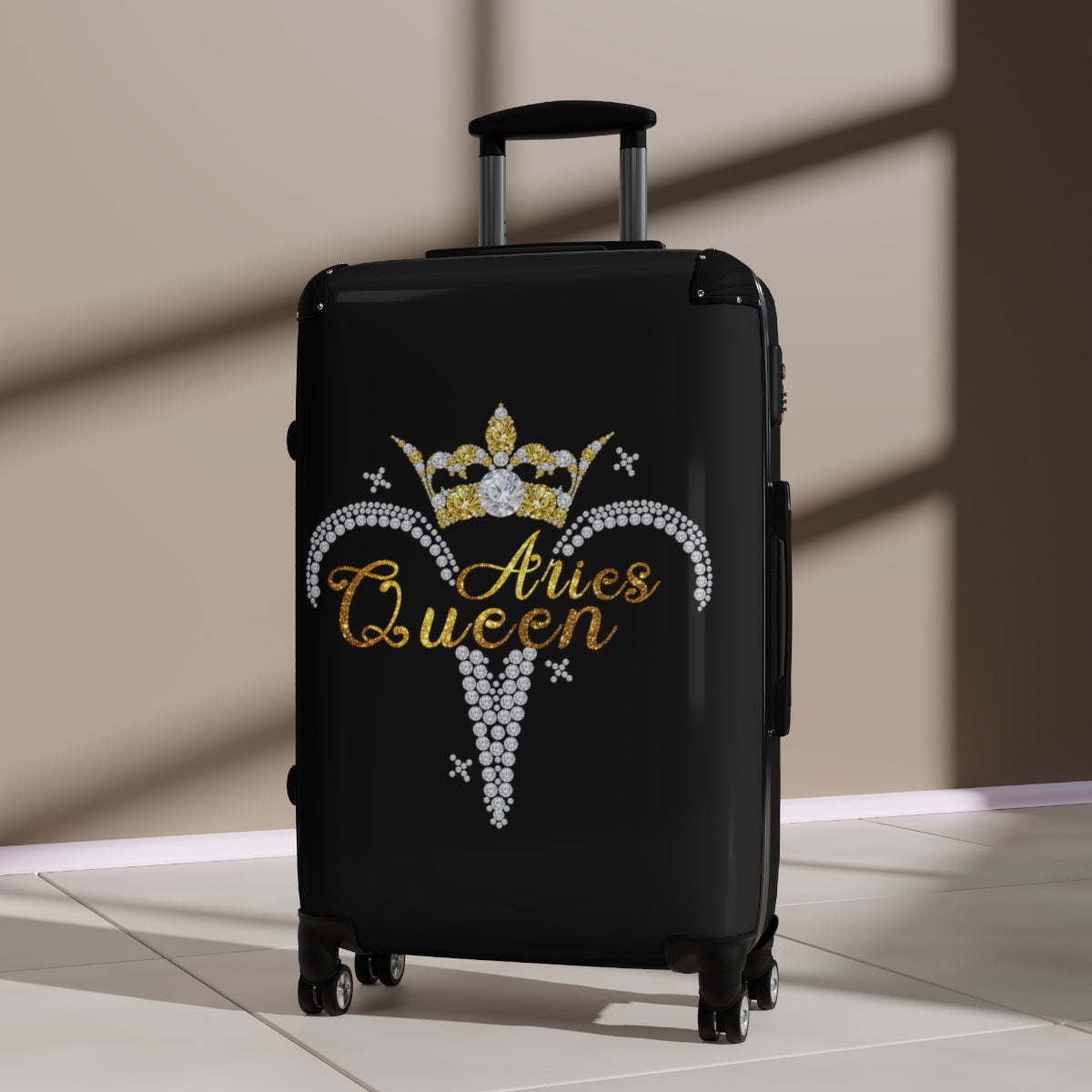 CARRY-ON LUGGAGE | Aries Queen Zodiac Women | Artzira | Cabin Suitcases Hard Shell | Trolly Travel Bags | 4 Wheeled Spinners