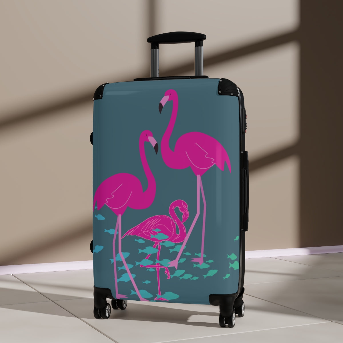KIDS CUTE SUITCASES, FLAMINGO BOYS CARRY-ON LUGGAGE WITH 4 WHEELS, SPIINNER, COMBINATION LOCK, HARD SHELL| ARTZIRA