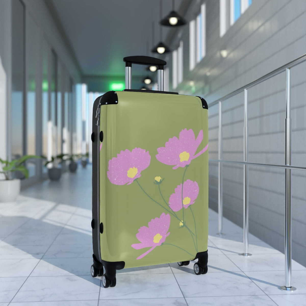 GREENIĶ FLORAL SUITCASE SET Artzira, Cabin Suitcase Carry-On Luggage, Trolly Travel Bags Double Wheeled Spinners, Women's Choice, Bridal Gift