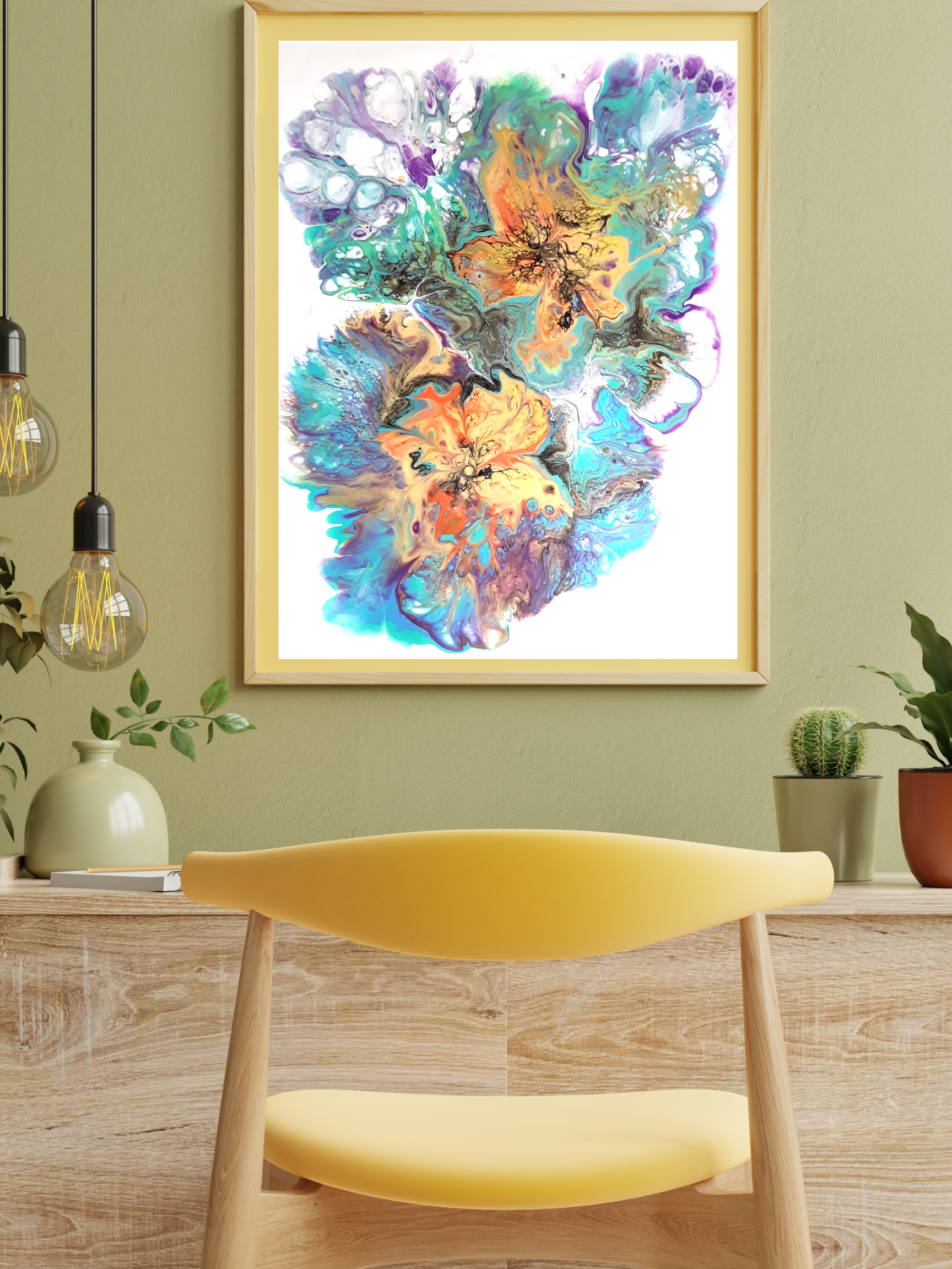 Orange Flowers Abtract Art Printable